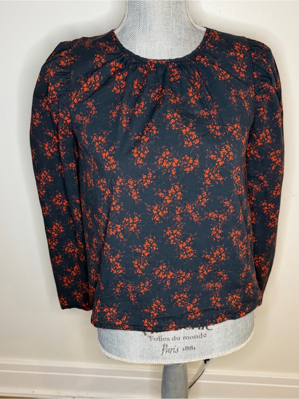Thakoon Women's Black Floral Long-Sleeve Blouse , with back buttons